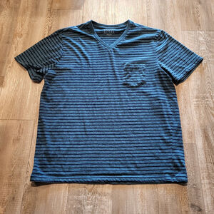 Simply Styled Basic V Neck Striped T-Shirt Mens Size Large